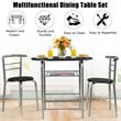 Costway 3-piece MDF and Iron Dining Set with Table and 2 Chairs in Silver/Black