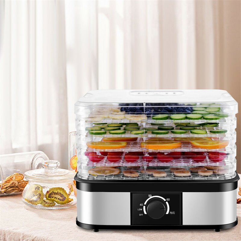 Costway 5-tray Contemporary Stainless Steel Food Dehydrator in Black