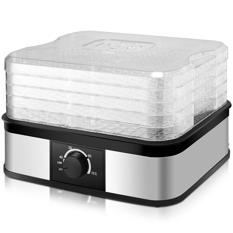 Costway 5-tray Contemporary Stainless Steel Food Dehydrator in Black