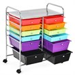 Costway 12-drawer Iron and Plastic Rolling Cart Storage in Multi-Color Finish