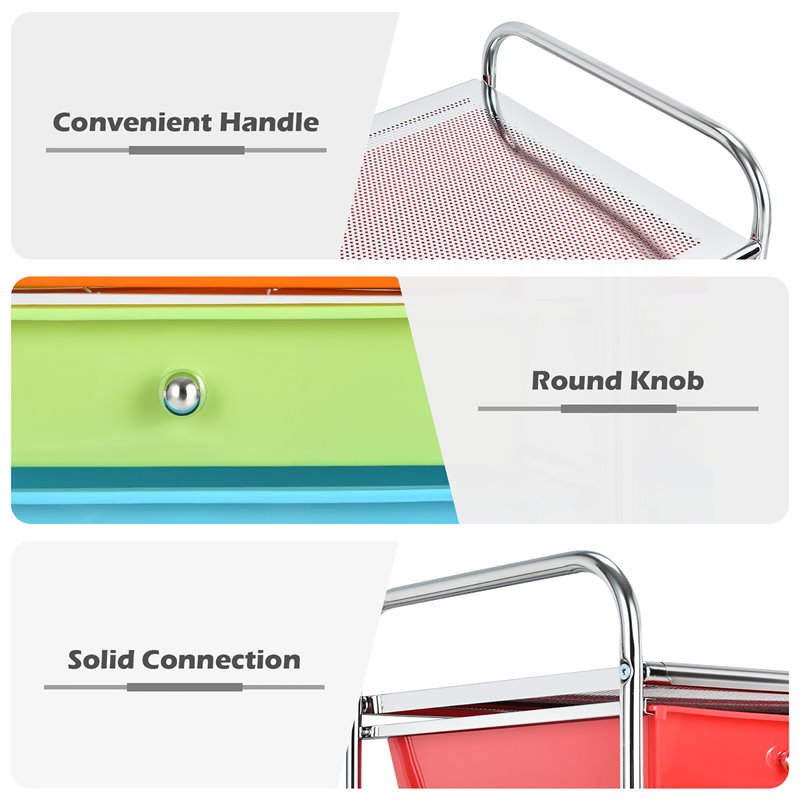 Costway 20-drawer Steel and Plastic Rolling Storage Cart in Multi-Color