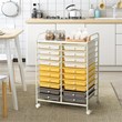 Costway 20-drawer Steel and Plastic Rolling Storage Cart in White/Yellow/Gray