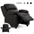 Costway Polyurethane Kids Sofa Armchair Recliner with Storage Arm in Black