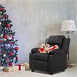 Costway Polyurethane Kids Sofa Armchair Recliner with Storage Arm in Black