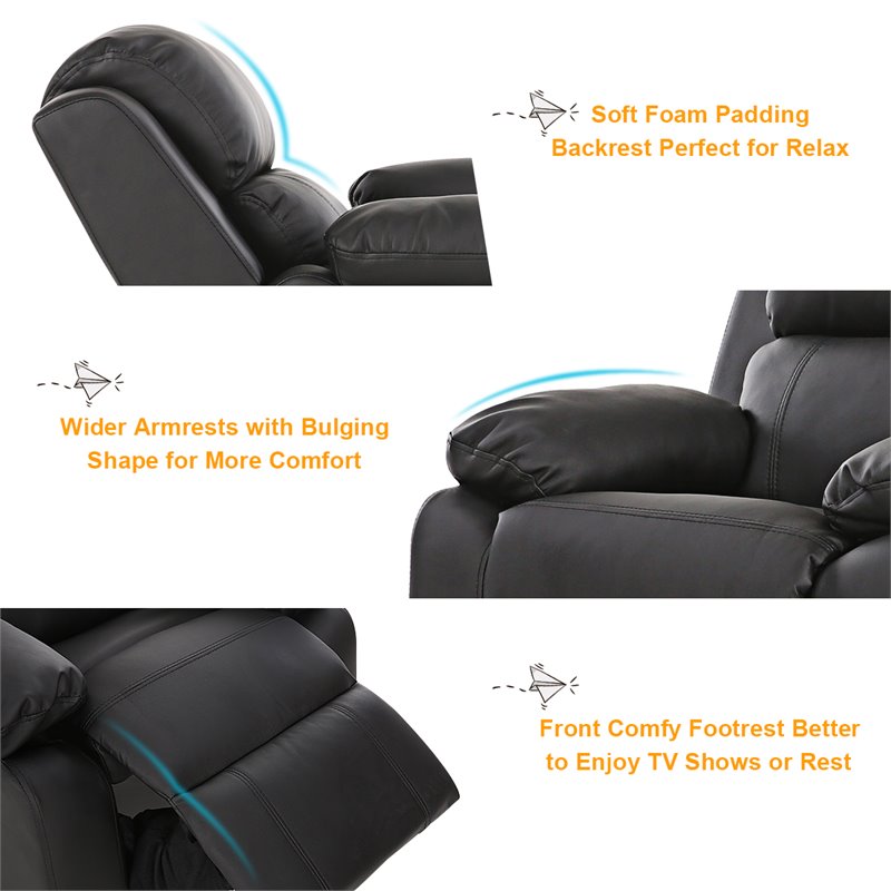 Costway Polyurethane Kids Sofa Armchair Recliner with Storage Arm in Black