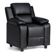 Costway Polyurethane Kids Sofa Armchair Recliner with Storage Arm in Black
