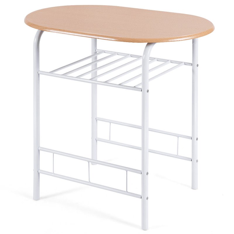 Costway 3-piece MDF and Iron Dining Set with Table and 2 Chairs in White