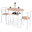 Costway 3-piece MDF and Iron Dining Set with Table and 2 Chairs in White
