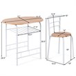 Costway 3-piece MDF and Iron Dining Set with Table and 2 Chairs in White