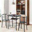 Costway 3-piece MDF and Iron Dining Set with Table and 2 Chairs in Black