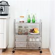 Costway 4-drawer Contemporary PP and Steel Rolling Storage Cart in White/Black