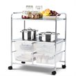 Costway 4-drawer Contemporary PP and Steel Rolling Storage Cart in White/Black