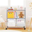 Costway 4-drawer Contemporary PP and Steel Rolling Storage Cart in White/Black