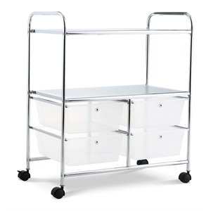 Costway 4-drawer Contemporary PP and Steel Rolling Storage Cart in White/Black