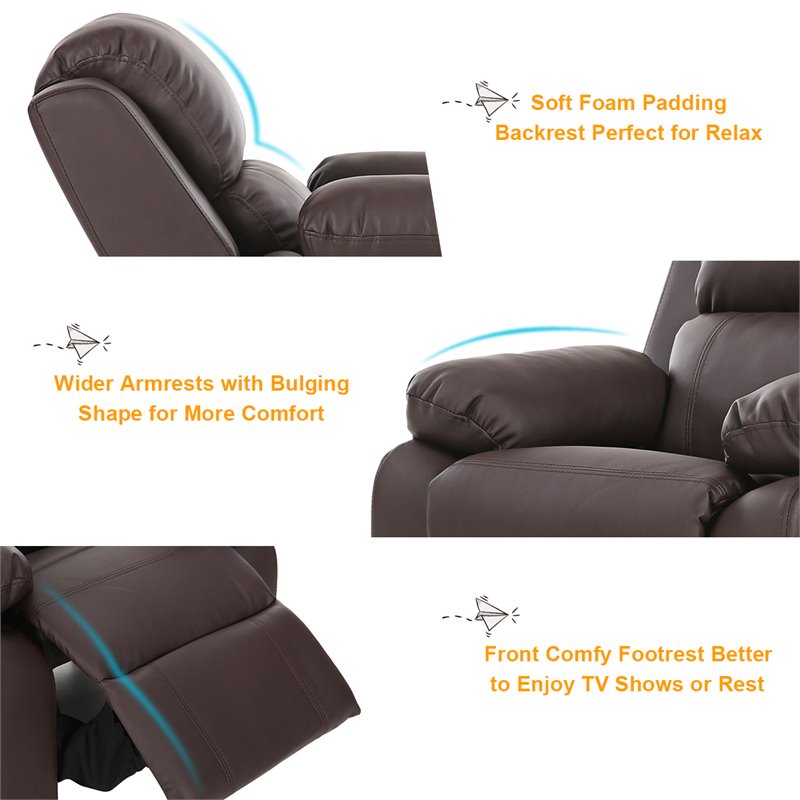 Costway Polyurethane Kids Sofa Armchair Recliner with Storage Arm in Brown