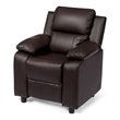Costway Polyurethane Kids Sofa Armchair Recliner with Storage Arm in Brown