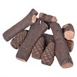 Costway 9-piece Contemporary Ceramic Realistic Wood Gas Logs in Brown