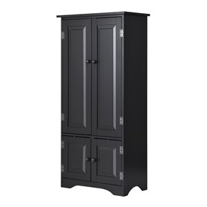 Costway 2-door Contemporary MDF Storage Cabinet with Adjustable Shelves in Black