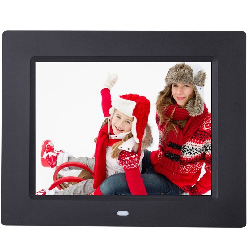 Costway 8'' Contemporary Plastic Digital Photo Frame with Remote in Black