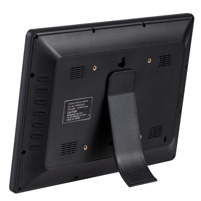 Costway 12'' Contemporary Plastic Digital Photo Frame with Remote in Black