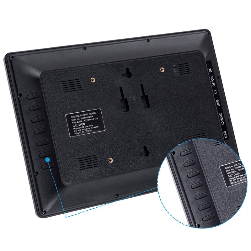 Costway 12'' Contemporary Plastic Digital Photo Frame with Remote in Black