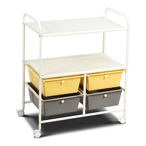 Costway 4-drawer Steel Rolling Storage Cart with 2 Shelves in Yellow and Gray