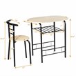 Costway 3-piece MDF and Iron Dining Set with Table and 2 Chairs in Natural