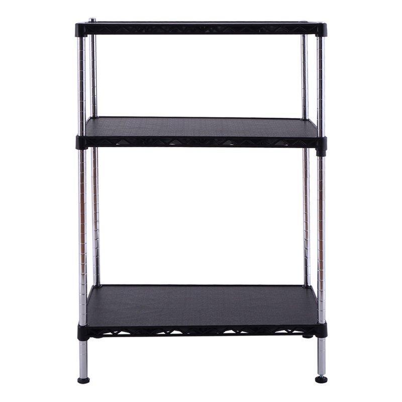 Costway 3-tier Contemporary Steel and Plastic Storage Rack in Black