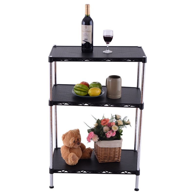 Costway 3-tier Contemporary Steel and Plastic Storage Rack in Black