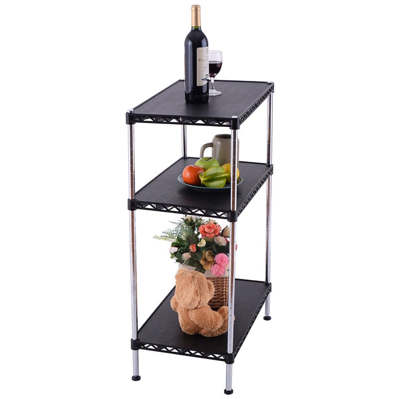 Costway 3-tier Contemporary Steel and Plastic Storage Rack in Black