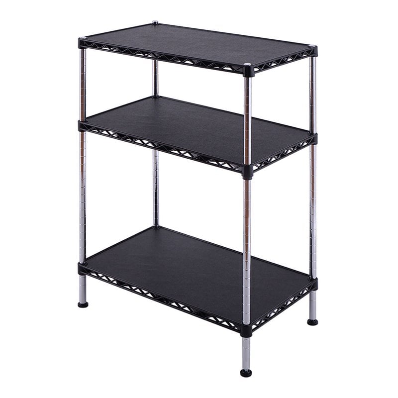 Costway 3-tier Contemporary Steel and Plastic Storage Rack in Black