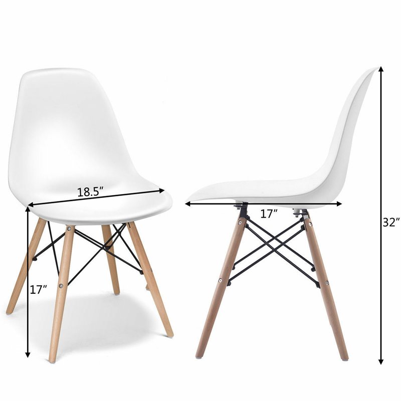 Costway Contemporary Wood and ABS Dining Side Chairs in White (Set of 2)