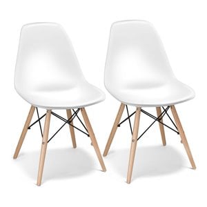 Costway Contemporary Wood and ABS Dining Side Chairs in White (Set of 2)