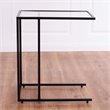 Costway Steel Coffee Tray Side Sofa End Table with Glass Top in Black
