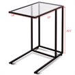 Costway Steel Coffee Tray Side Sofa End Table with Glass Top in Black