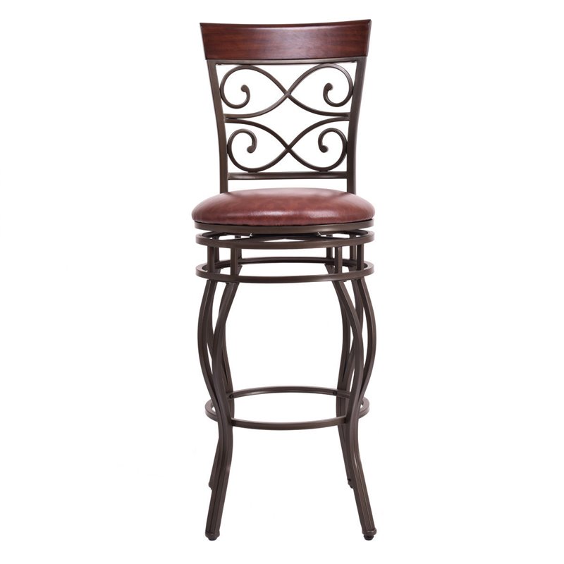 Costway Polyurethane Bar Stools with Swivel Seat in Brown (Set of 2)