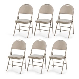 costway contemporary sponge and steel dining chairs in beige (set of 6)