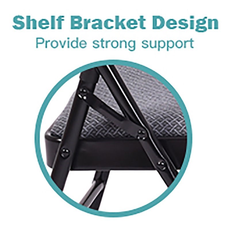 Costway Upholstered Padded Fabric Folding Chairs in Black (Set of 4)