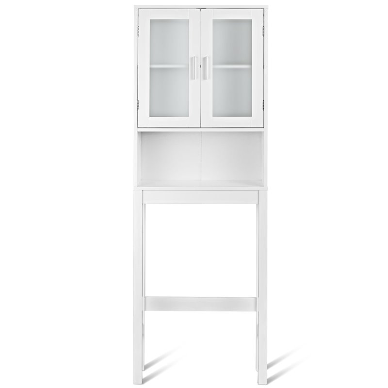Costway Contemporary MDF and Glass Bathroom Spacesaver in White