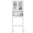 Costway Contemporary MDF and Glass Bathroom Spacesaver in White