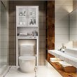 Costway Contemporary MDF and Glass Bathroom Spacesaver in White