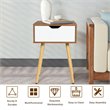 Costway Contemporary Particle Board Nightstand with Solid Wood Leg in Walnut