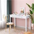Costway MDF and Wood Dressing Table Set with Flip-top Mirror in White