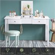 Costway MDF and Wood Dressing Table Set with Flip-top Mirror in White