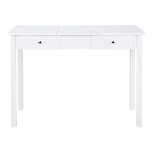 Costway MDF and Wood Dressing Table Set with Flip-top Mirror in White