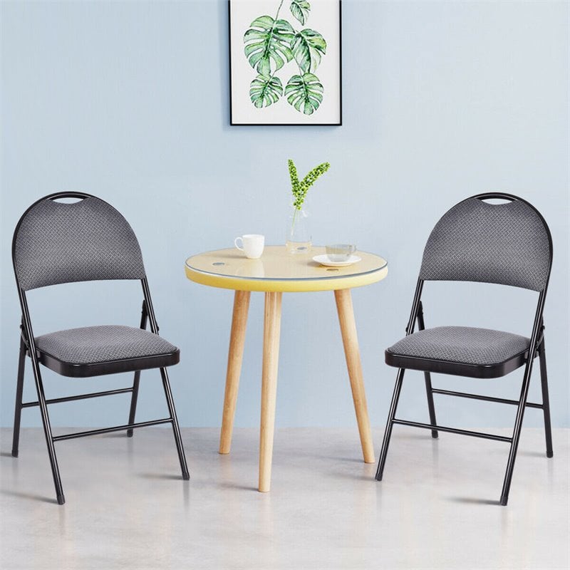 Costway Upholstered Padded Fabric Folding Chairs in Black (Set of 6)