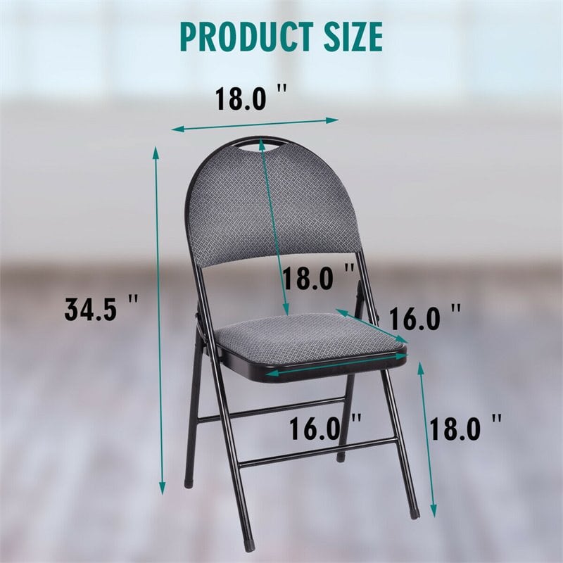 Costway Upholstered Padded Fabric Folding Chairs in Black (Set of 6)