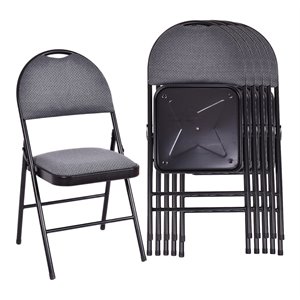 costway upholstered padded fabric folding chairs in black (set of 6)
