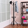 Costway Contemporary Steel Coat Rack with Triangle Base in Black