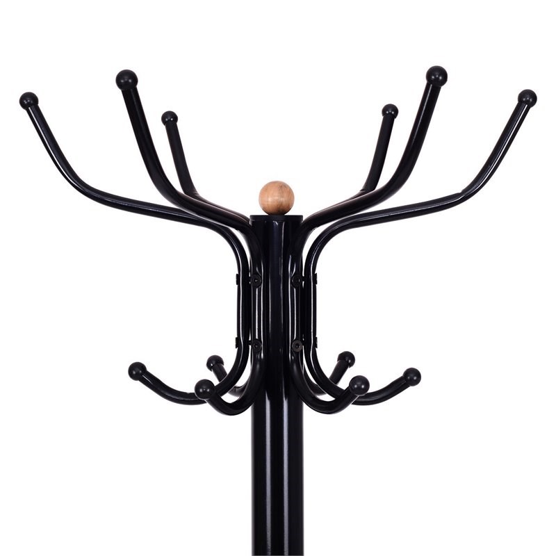 Costway Contemporary Steel Coat Rack with Triangle Base in Black